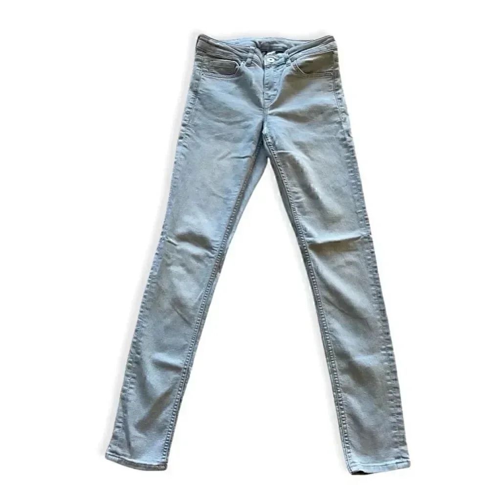 H& M Divident Light Blue Denim Skinny Womens Jeans, 4